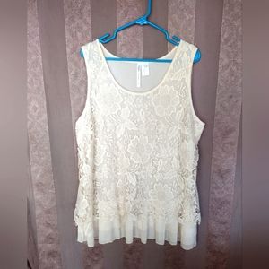 Forgotten Grace Women's Top Sleeveless 2x lace ruffly
